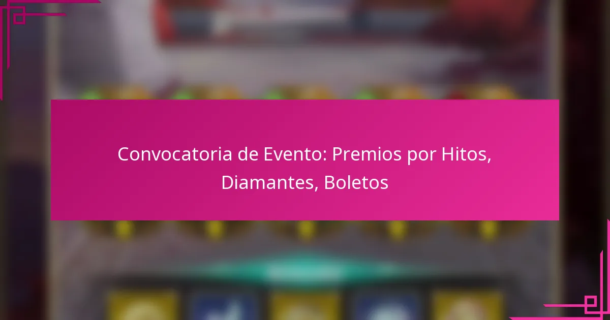 Convocatoria de Evento: Premios por Hitos, Diamantes, Boletos