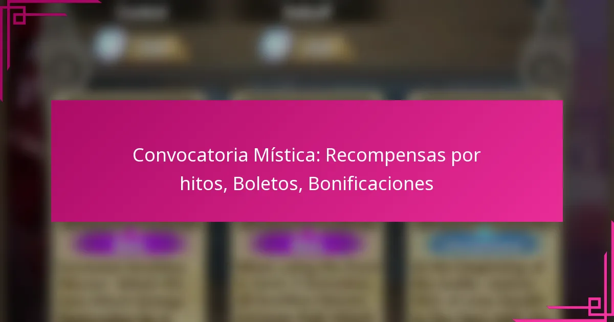 Convocatoria Mística: Recompensas por hitos, Boletos, Bonificaciones