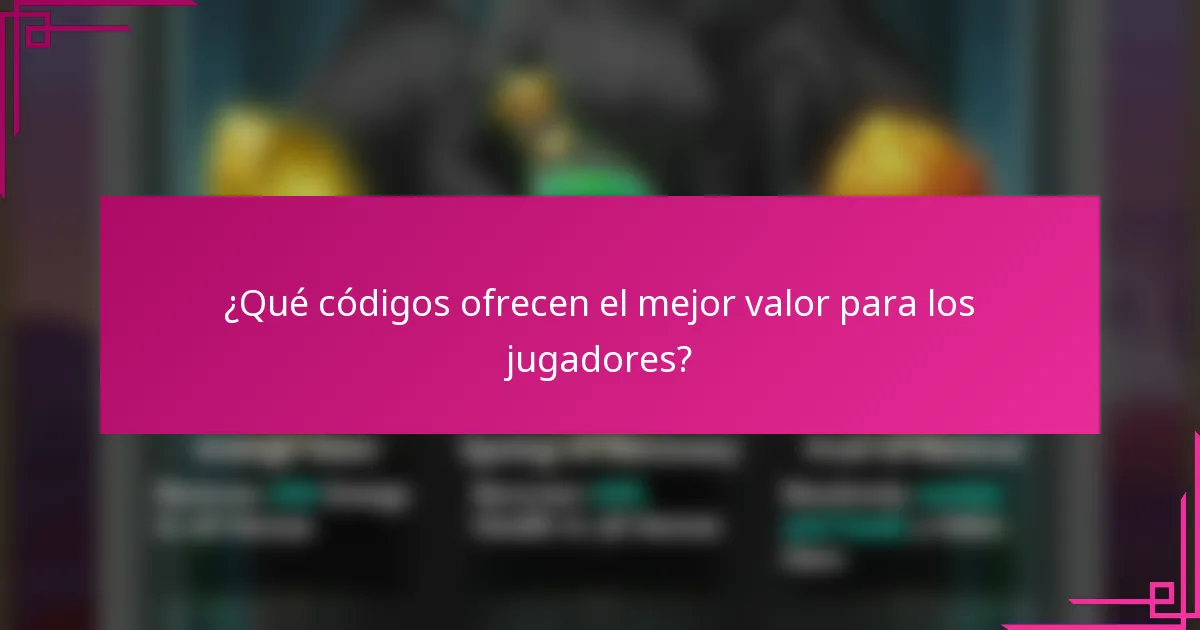 ¿Qué códigos ofrecen el mejor valor para los jugadores?